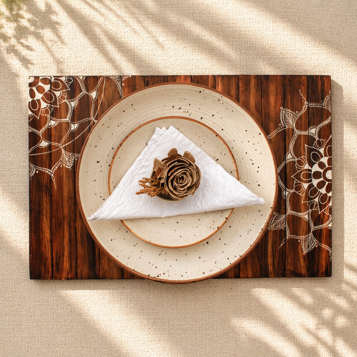 Mandala Wooden Table Placement | Hand-Painted Reclaimed Wood Placemat | Sustainable Dining Décor | Scrapshala