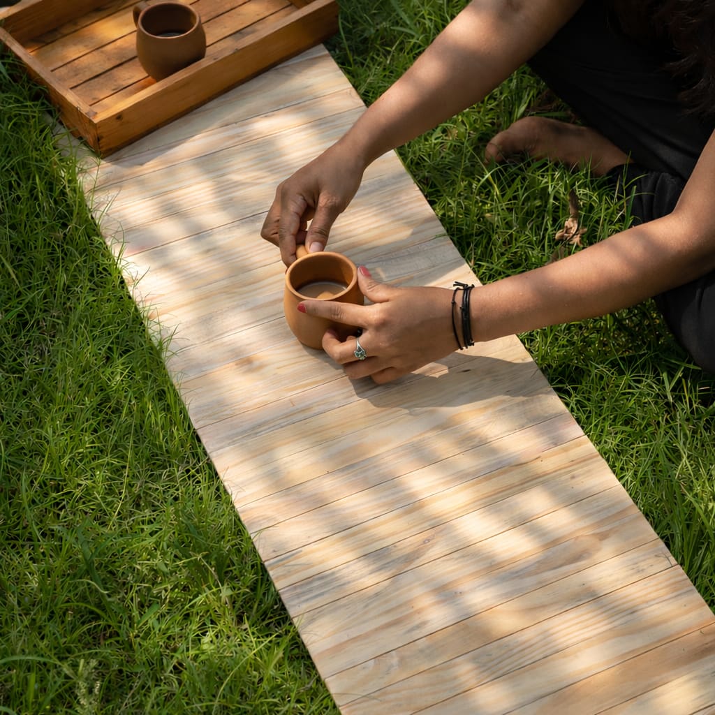 Salvage Natural Wooden Table Runner | Reclaimed Pine Wood | Eco-Friendly & Handcrafted | Scrapshala