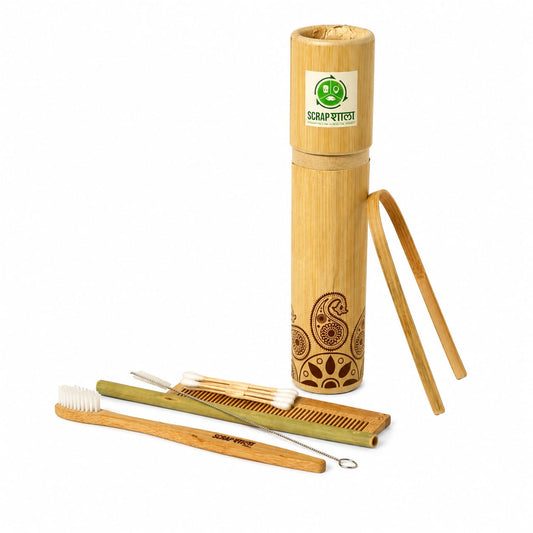 Zero waste Toiletry Kit | Natural Bamboo | High Quality | Travel-friendly | Scrapshala