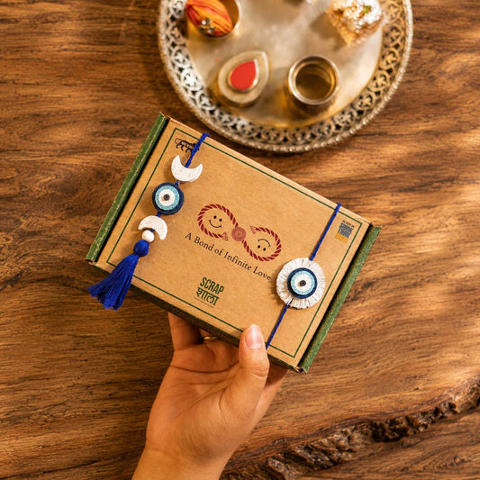 Nazarbattu Plantable Rakhi lumba set | Eco-friendly | Soft on skin | Grows into plant | Roli-Chawal | Handmade in Banaras