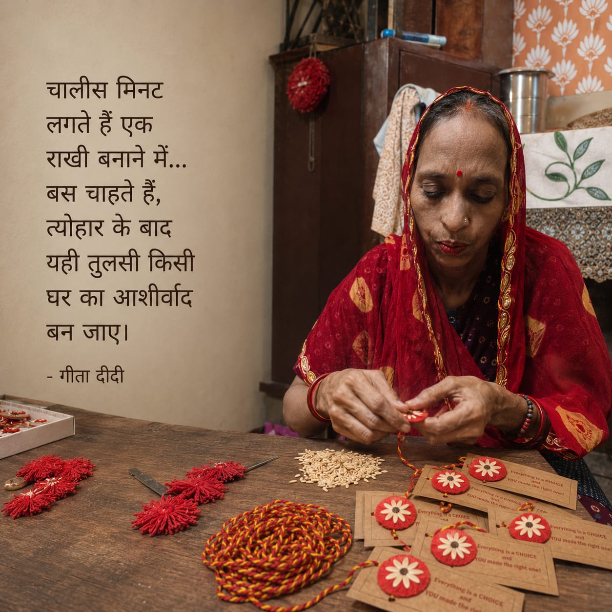 Akkad-Bakkad Grow Rakhi Box | Set of 2 plantable rakhi | Wooden planter | Planting material | Roli-Chawal | Seed ball | Greeting card | Handmade in Banaras