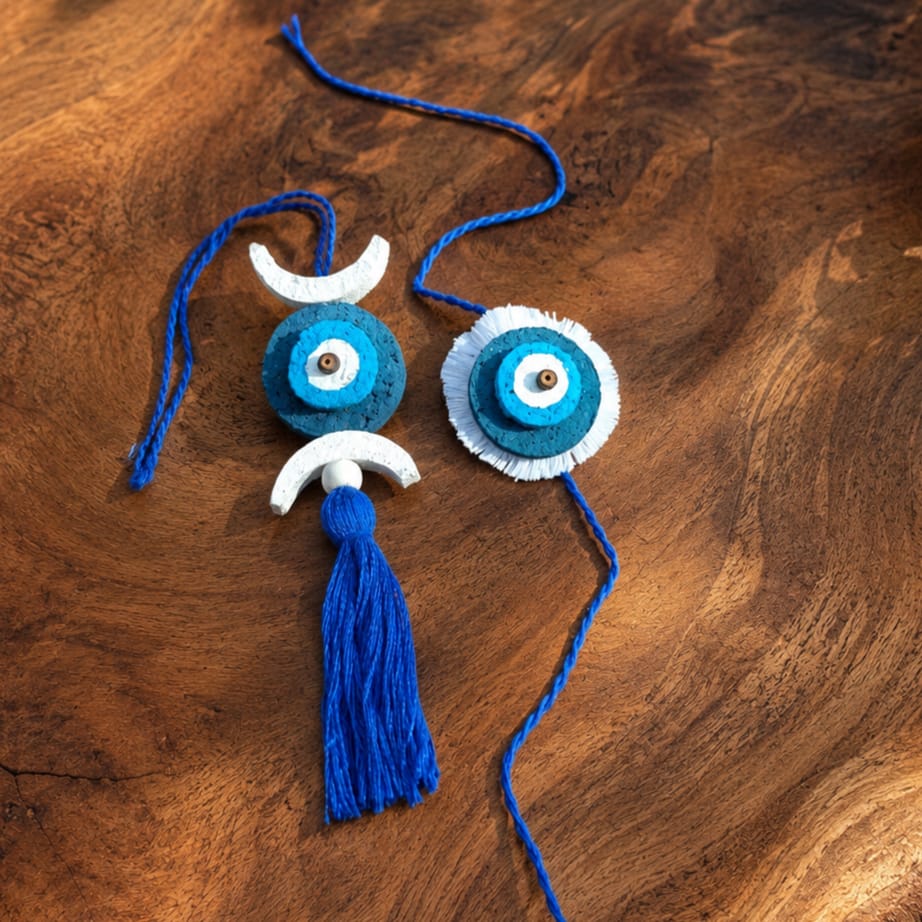 Nazarbattu Plantable Rakhi lumba set | Eco-friendly | Soft on skin | Grows into plant | Roli-Chawal | Handmade in Banaras