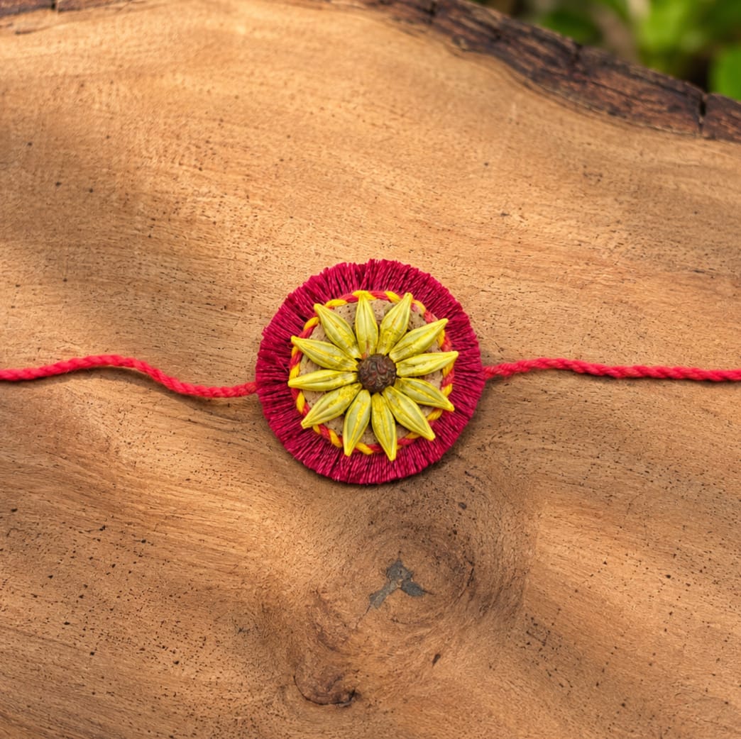 Akkad-Bakkad Grow Rakhi Box | Set of 2 plantable rakhi | Wooden planter | Planting material | Roli-Chawal | Seed ball | Greeting card | Handmade in Banaras