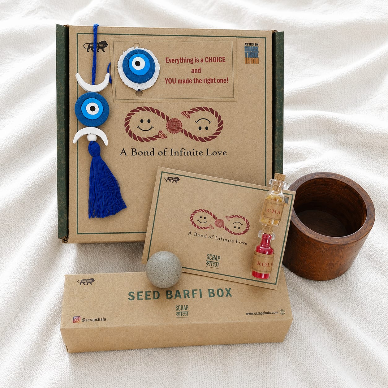 Nazarbattu Bhaiya Bhabhi Grow Box | Eco-Friendly Plantable Rakhi Gift Hamper 2026 | Sustainable Rakhi Lumba Set with Seeds & Planter