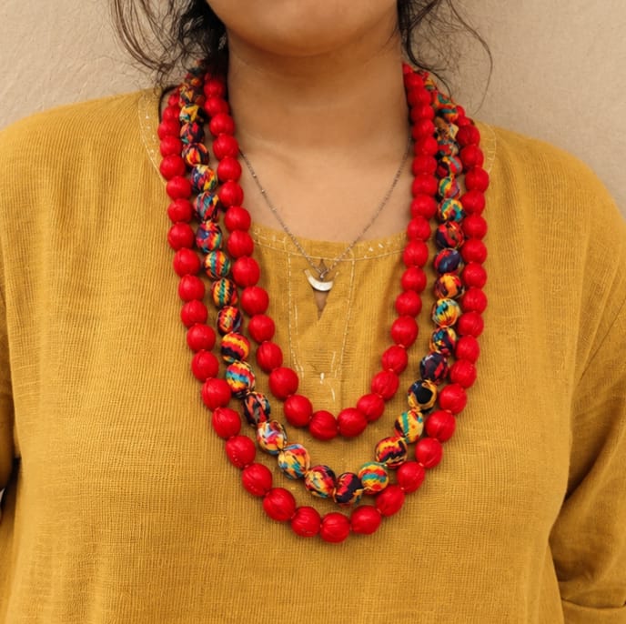 Upcycled Textile Statement Necklace | Handmade Sustainable Fabric Jewellery | ScrapShala