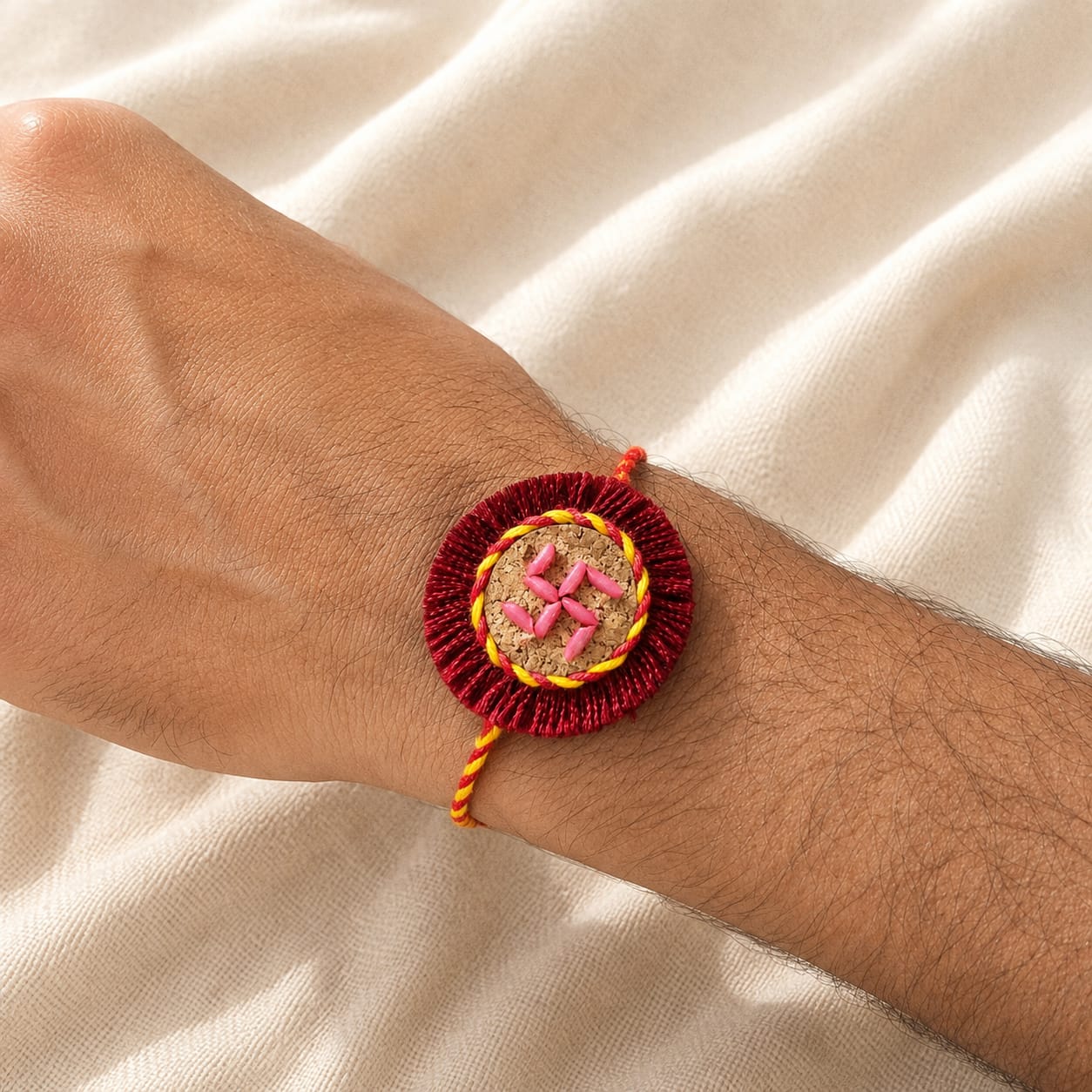 Swastik Plantable Rakhi | Eco-friendly | Soft on skin | Grows into plant | Roli-Chawal | Handmade in Banaras