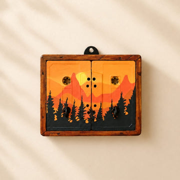 Sunset Mini Keyholder | Handmade Upcycled Wall Art & Key Holder | Geet Collection | Scrapshala