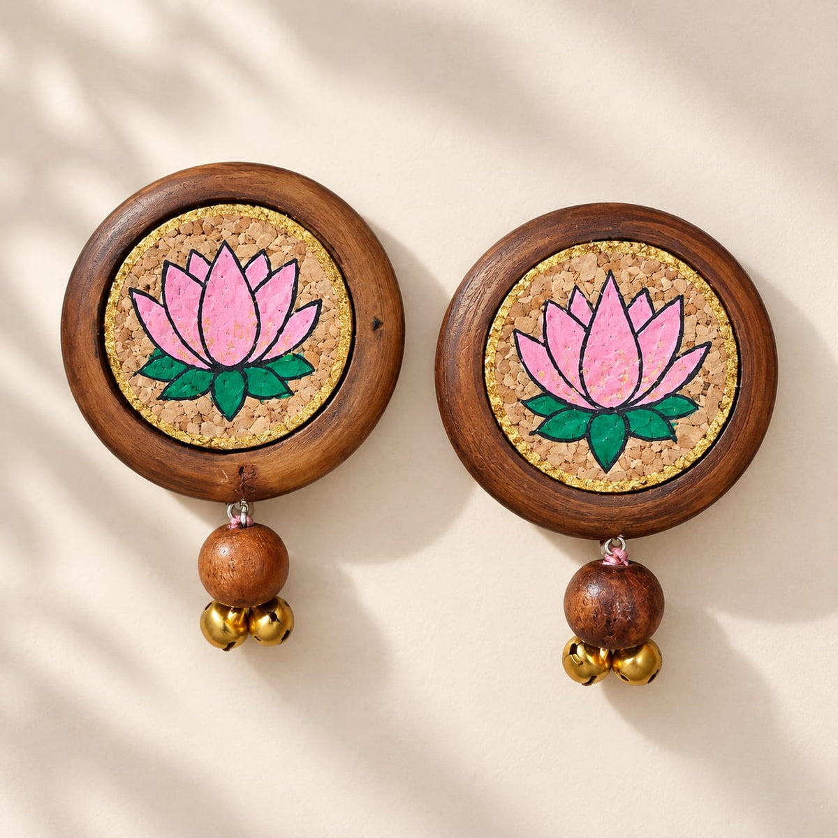 Pichwai Lotus Wall Hanging (Pack of 2) | Handcrafted Wooden Eco-Friendly Décor | Reusable | Handpainted