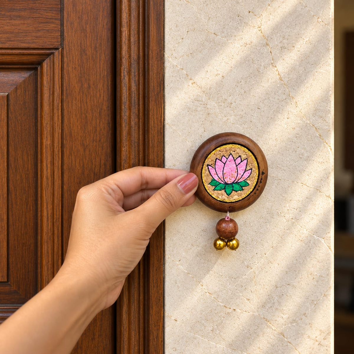 Pichwai Lotus Wall Hanging (Pack of 2) | Handcrafted Wooden Eco-Friendly Décor | Reusable | Handpainted