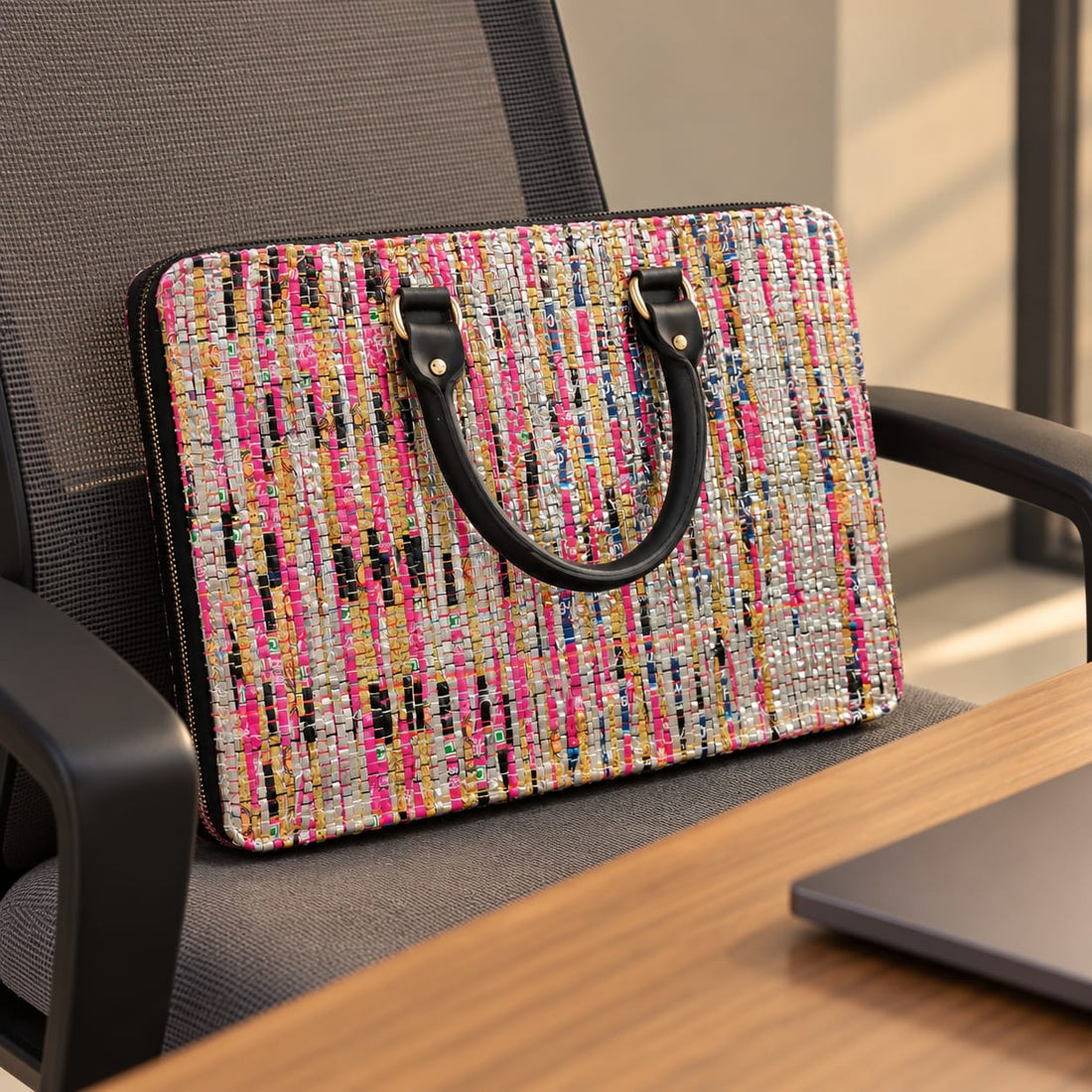 Minimalist Chamkila Laptop Bag | Upcycled Plastic Sustainable Gift Under ₹2000