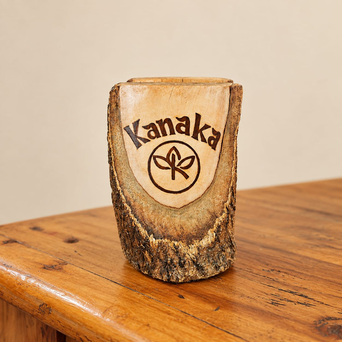Personalized Rustic Log Card Holder | Live Edge Wooden Business Card Stand