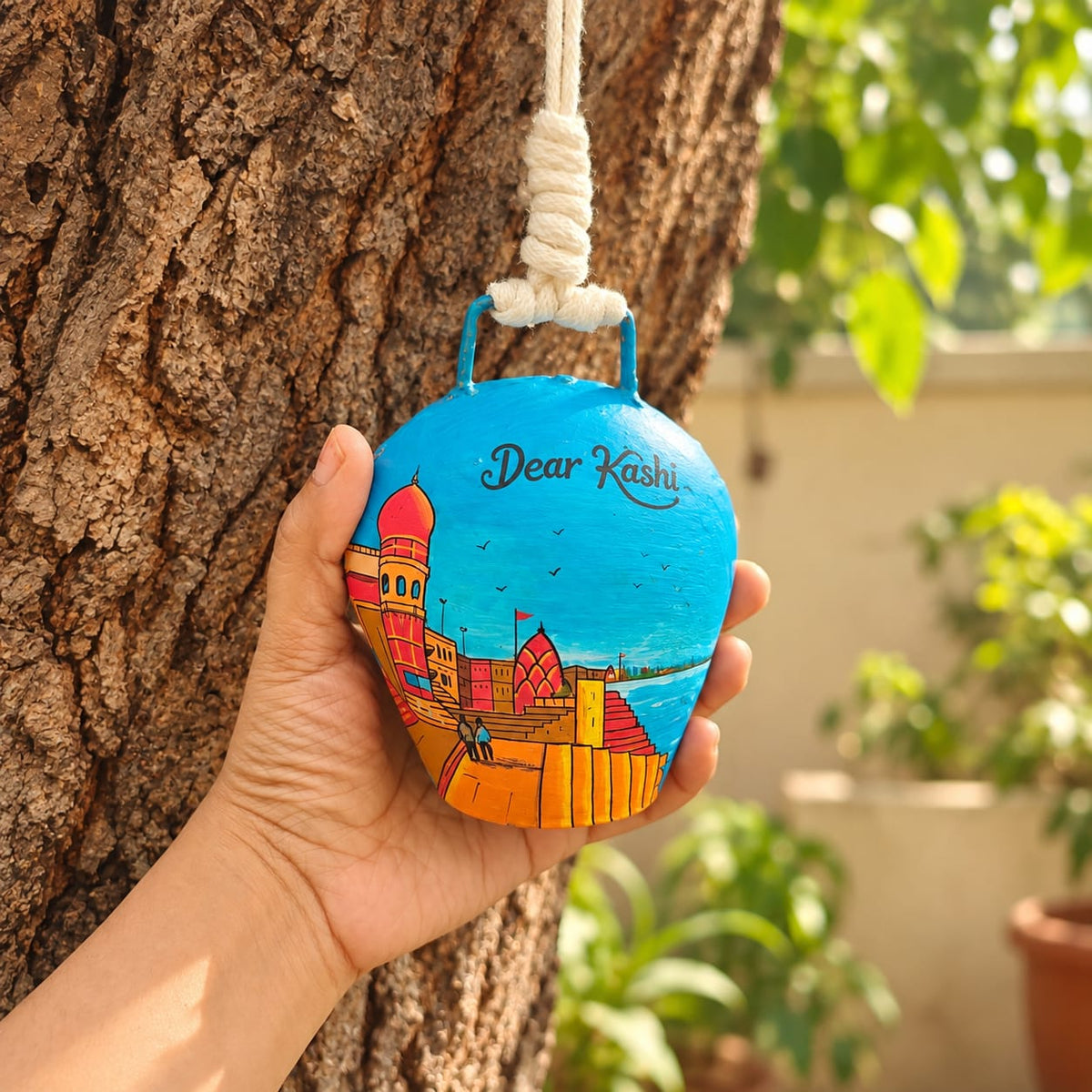 Ghats of Varanasi Cowbell Door Hanging – Handcrafted Banarasi Bell Décor