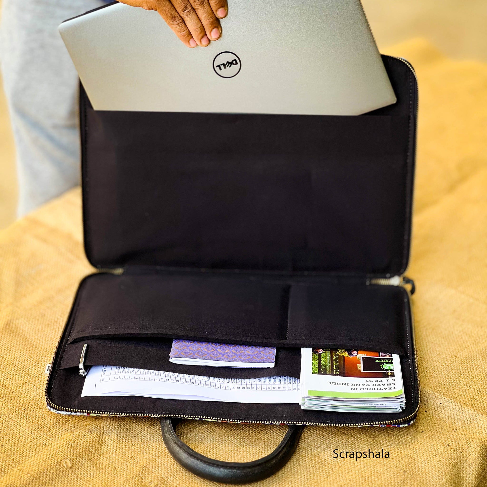 Eco-Friendly Laptop Bag | Upcycled Newspaper Textile and Tyre tubes | Scrapshala