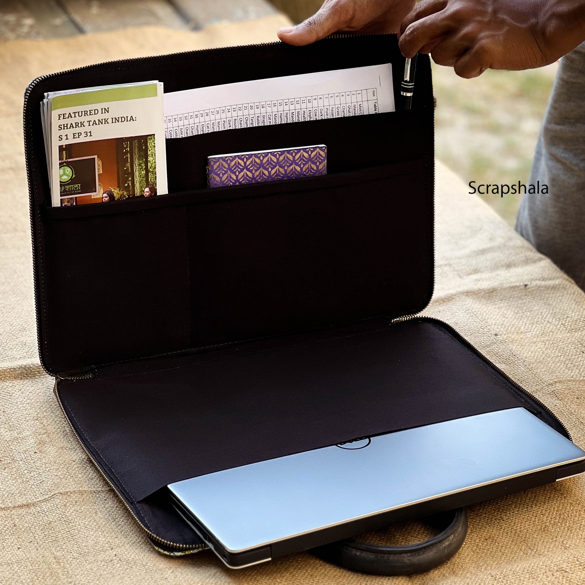 Eco-Friendly Laptop Bag | Upcycled Newspaper Textile and Tyre tubes | Scrapshala