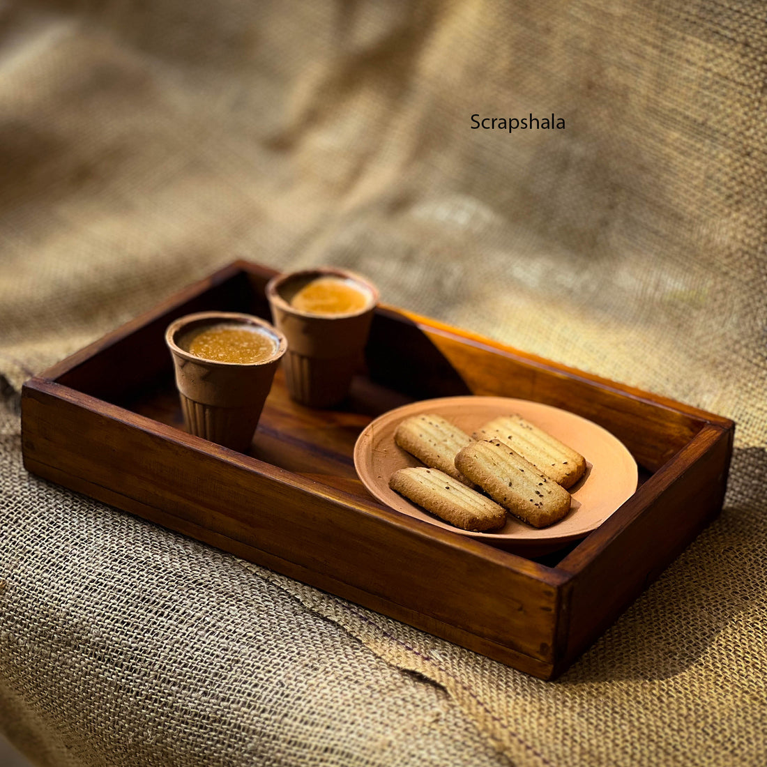 Rozana Tray | Multipurpose | Upcycled | Natural Wood | Scrapshala