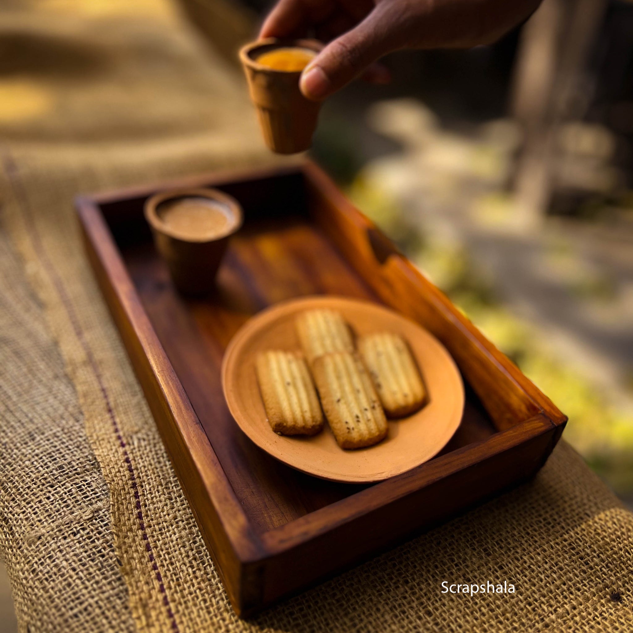 Rozana Tray | Multipurpose | Upcycled | Natural Wood | Scrapshala