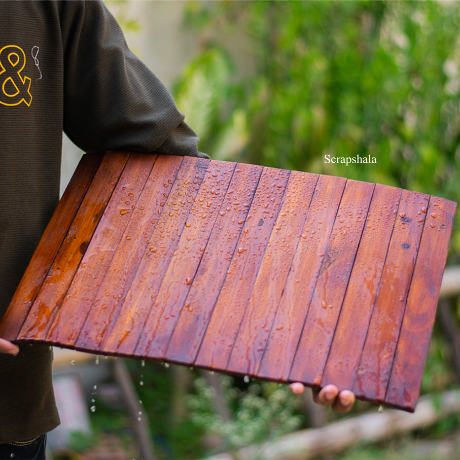 Basic Wooden Place Mat | Walnut colour | Foldable | Stain-Proof | Scrapshala