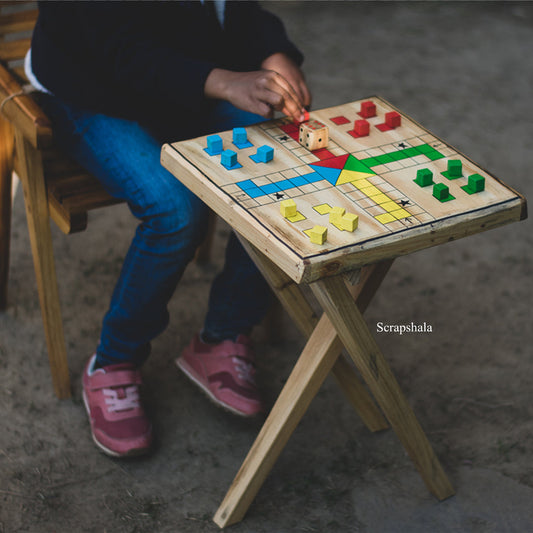 Ludo Game Coffee Table | Multipurpose | Natural reclaimed wood | Scrapshala