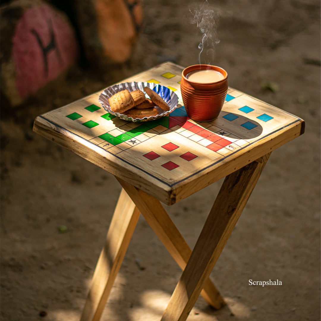 Ludo Game Coffee Table | Multipurpose | Natural reclaimed wood | Scrapshala