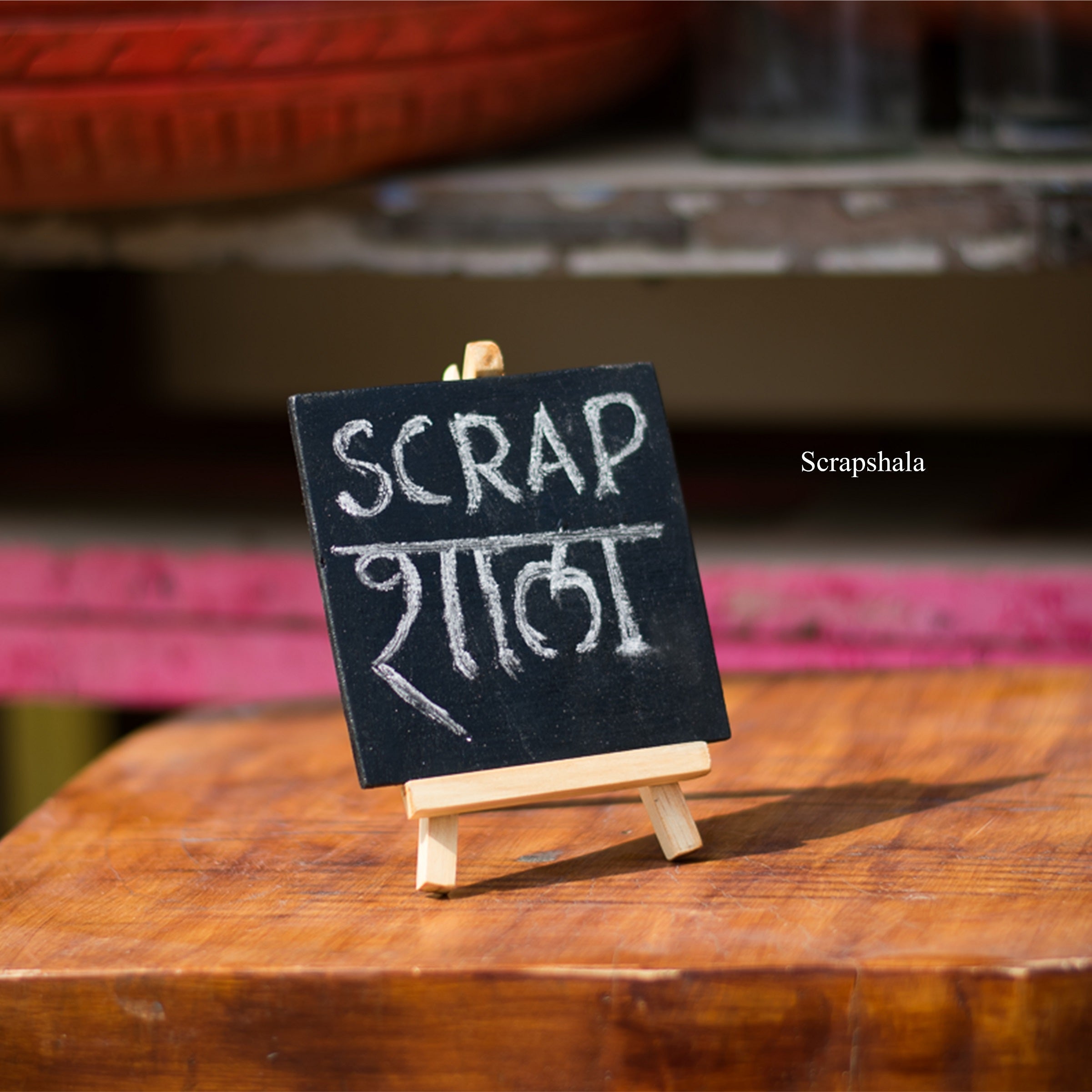 Mini Chalkboard Easel Stand | Reclaimed Wood Display Board with Chalk | Handmade by Scrapshala