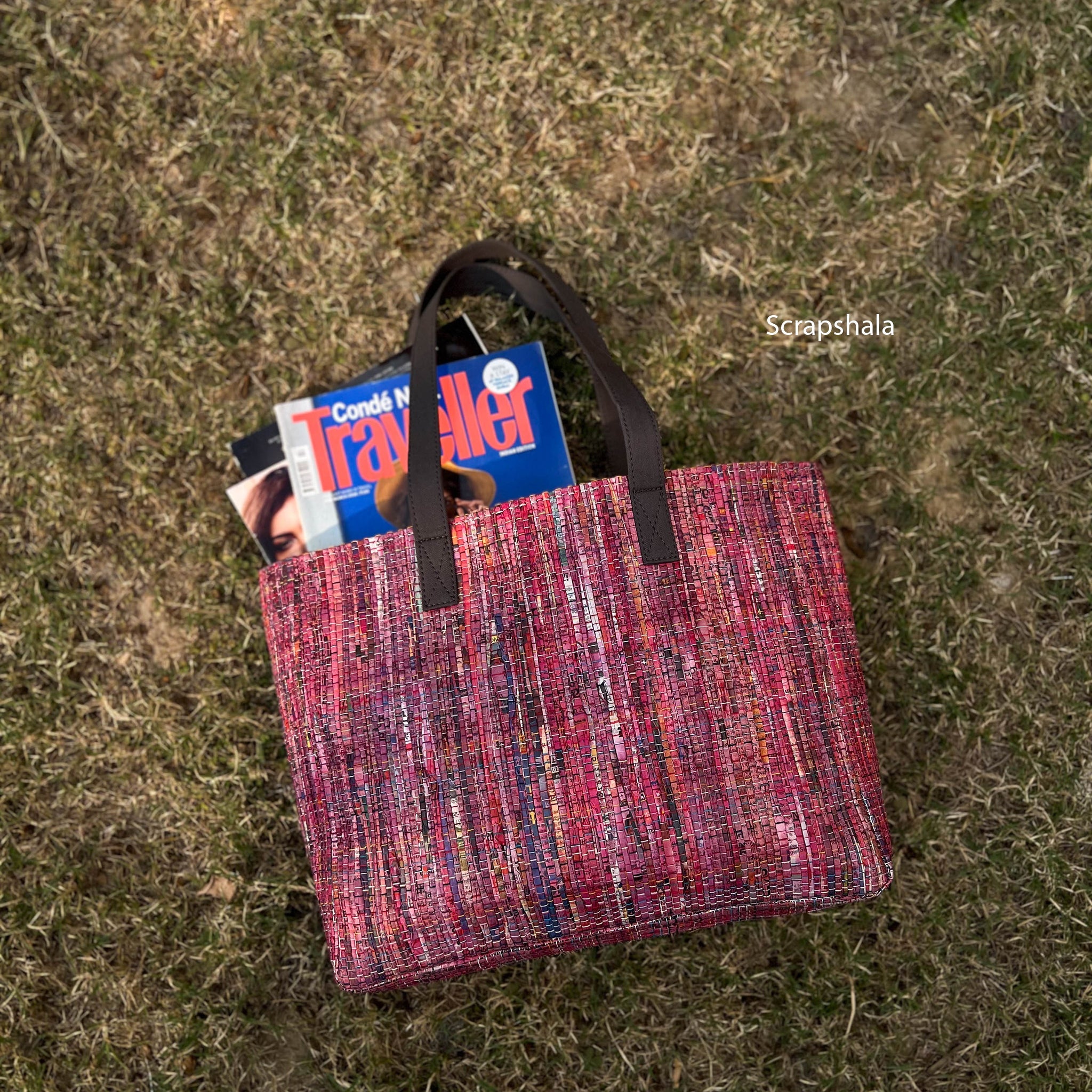 CHARCHA Upcycled Tote Bag – Eco-Friendly Tote Made from Handwoven Newspaper Textile | Handcrafted by Women Artisans