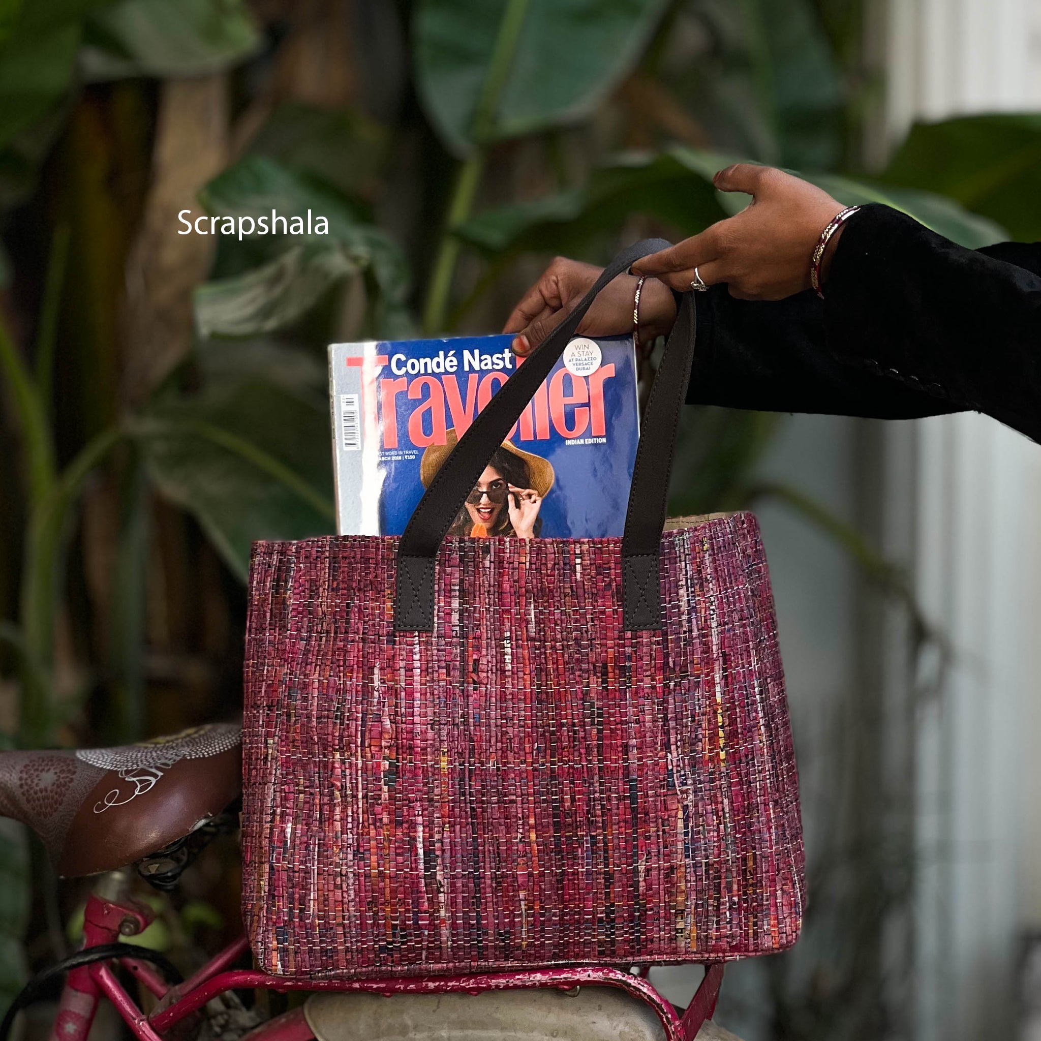 CHARCHA Upcycled Tote Bag – Eco-Friendly Tote Made from Handwoven Newspaper Textile | Handcrafted by Women Artisans