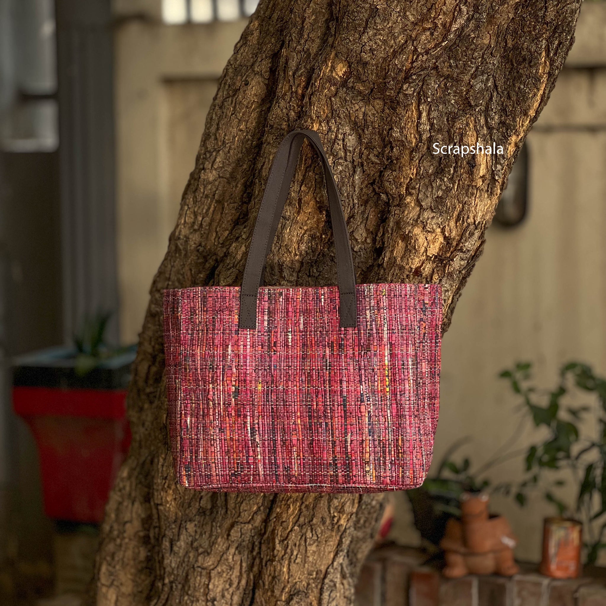 CHARCHA Upcycled Tote Bag – Eco-Friendly Tote Made from Handwoven Newspaper Textile | Handcrafted by Women Artisans