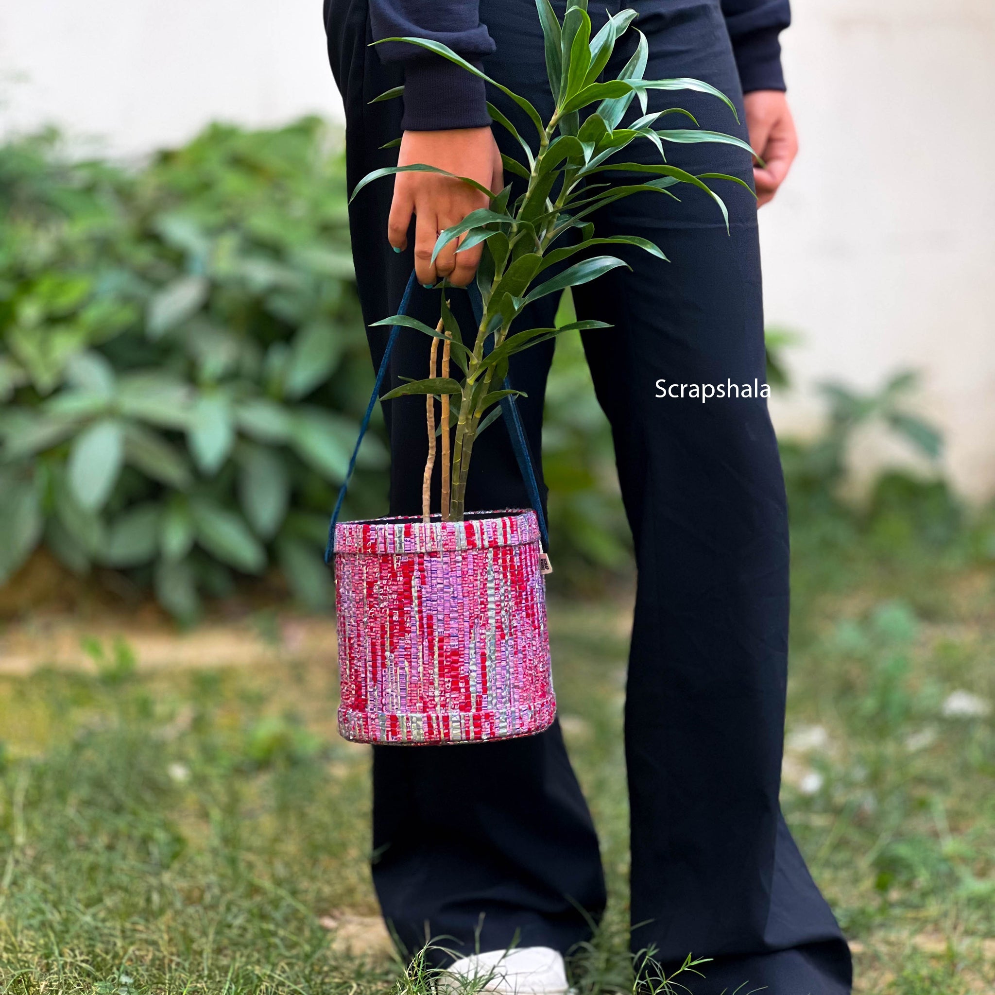 Chamkila Upcycled Plastic Basket – Eco-Friendly Storage & Planter Basket | Scrapshala