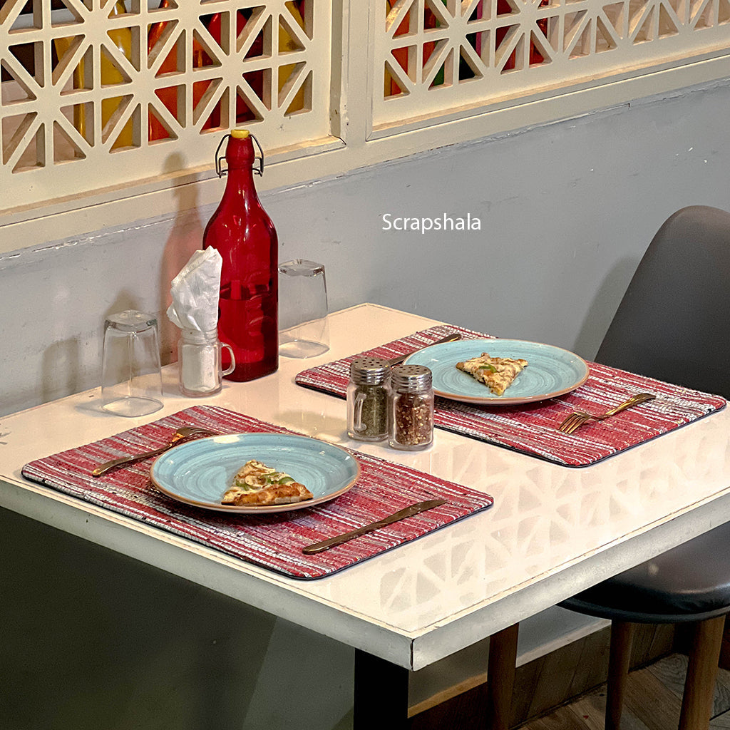 Chamkila Upcycled Table Mat Set | Upcycled | Handloom textile | Scrapshala