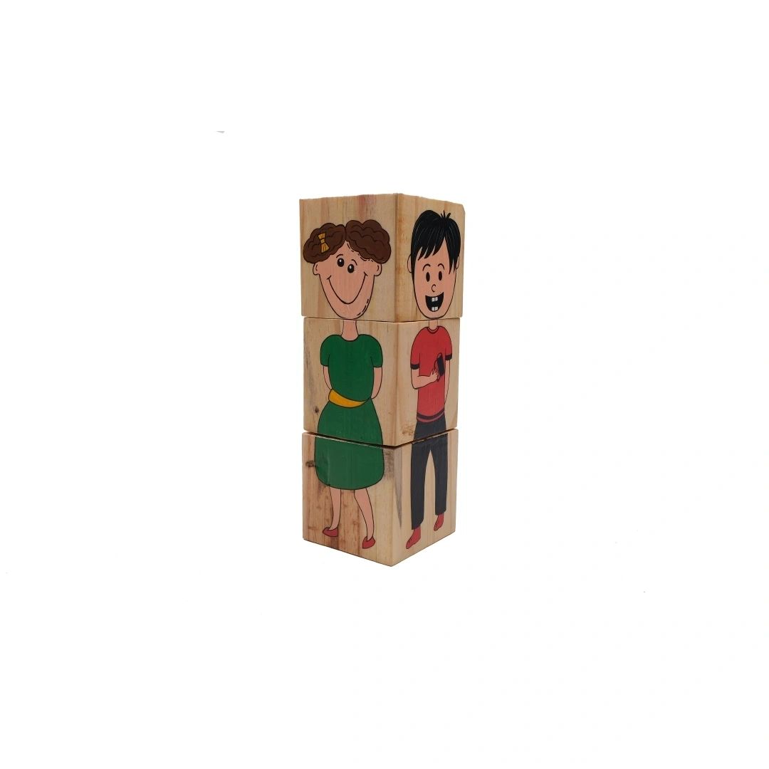 Gender Neutral Wooden Block Game | Wooden Educational Toy for Kids | Learn Gender Equality Through Play | Scrapshala