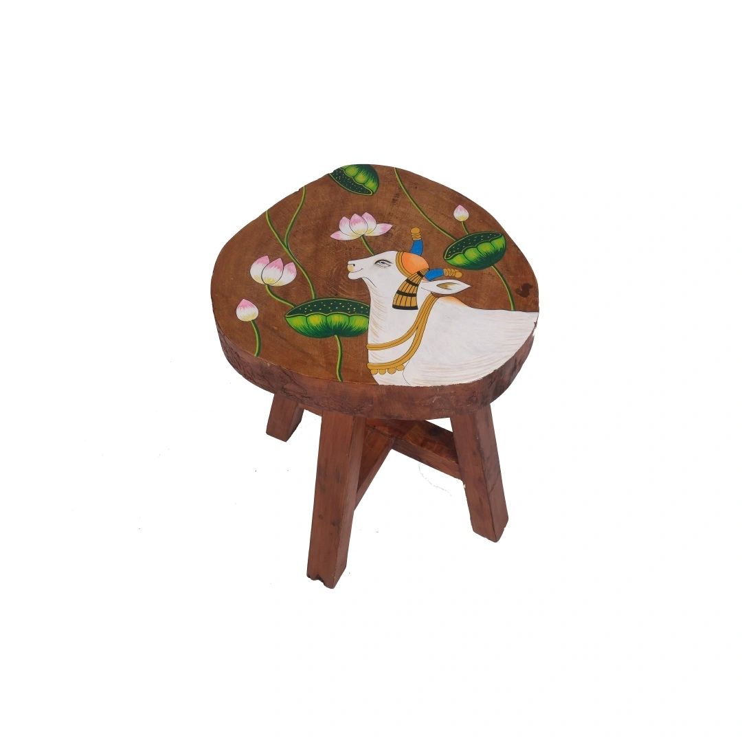 Nandi pichwai wooden log coffee table