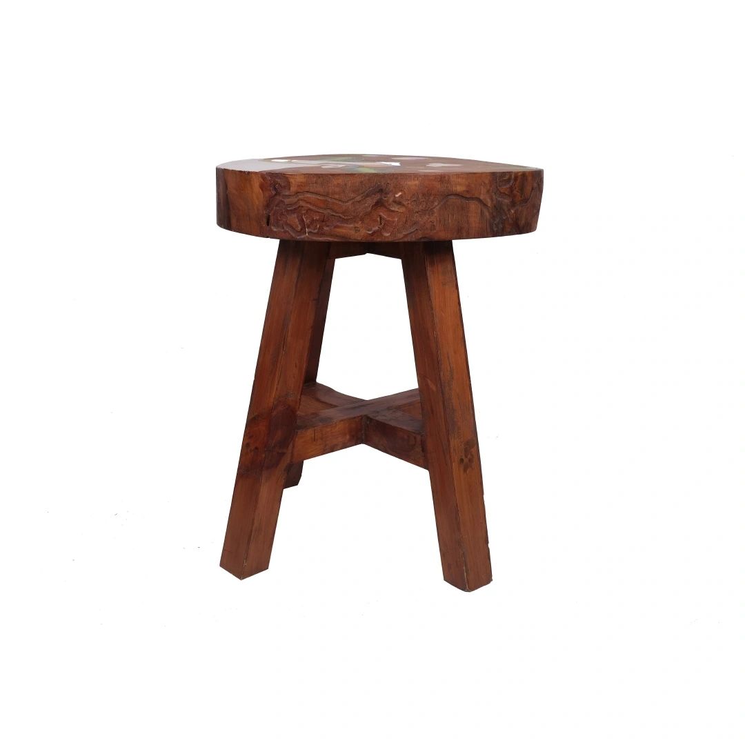 Nandi Pichwai Handpainted Coffee Table | Reclaimed Live-Edge Wood | Sustainable Indian Furniture | Scrapshala