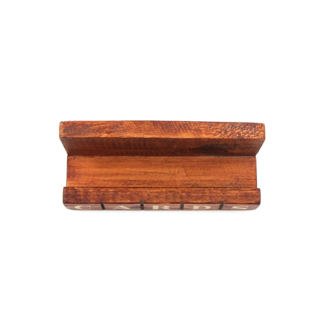CARDS Wooden Card Holder | Walnut | Upcycled Desk Organizer for Corporate Gifting