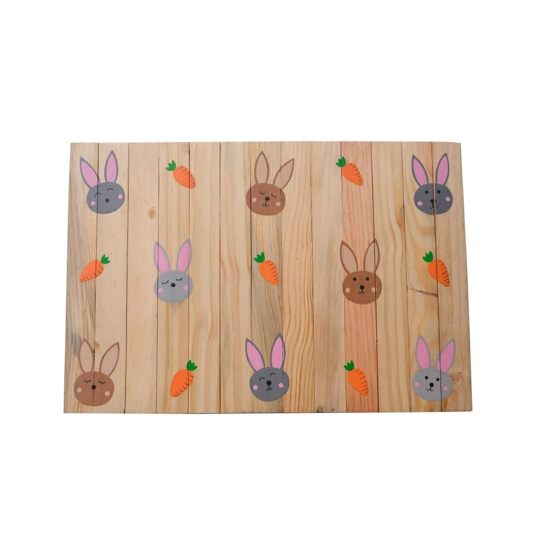 Healthy Rabbit Place Mat | Multipurpose | Natural Reclaimed Wood | Foldable | Stain-Proof | Scrapshala