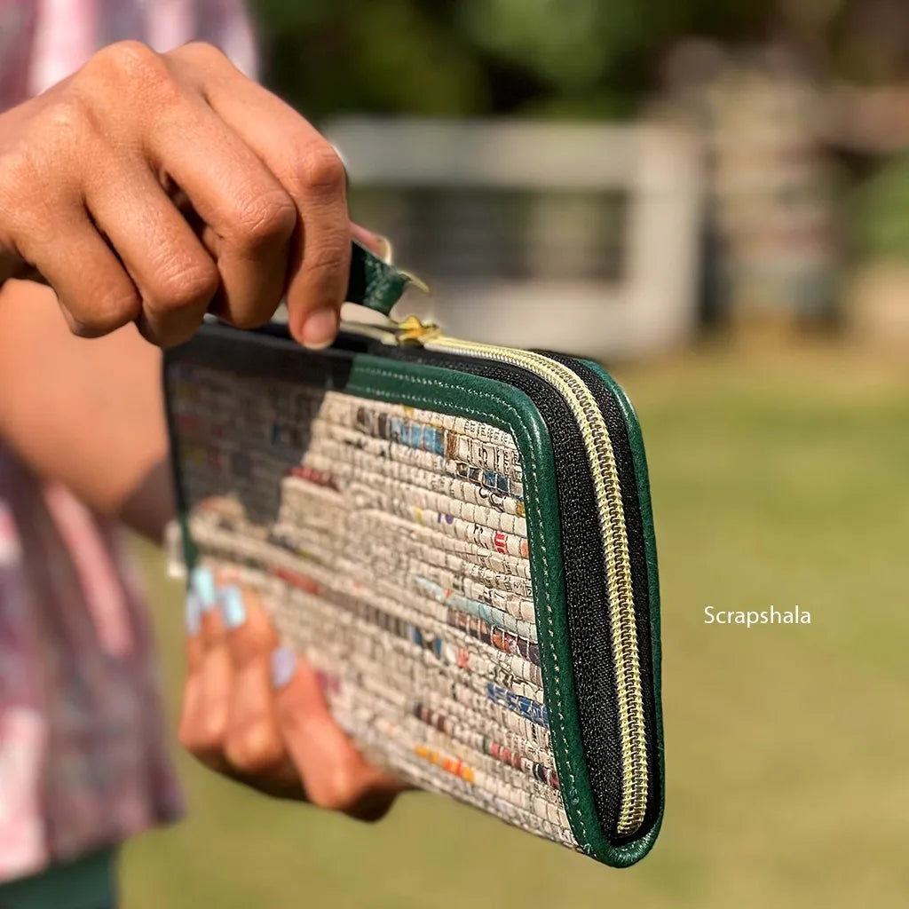 Women Wallet | Stylish | Handloom textile | Casual | Upcycled Paper | Scrapshala