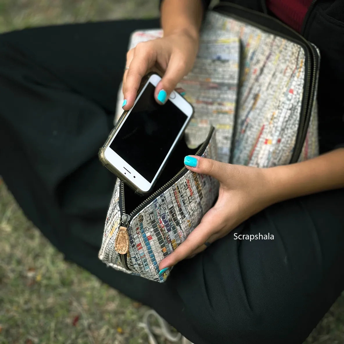 Charcha Zip Pouch Set of 3 | Eco-Friendly Organizer Pouches Made from Upcycled Newspaper