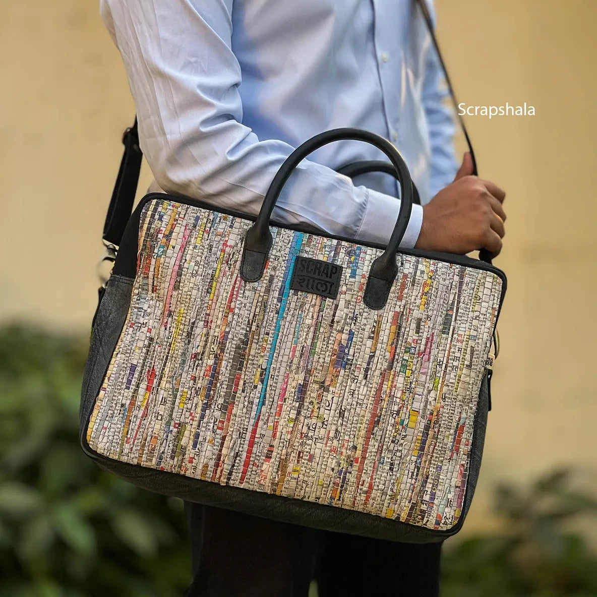 Office Laptop Bag | Timeless | Upcycled Paper | Handloom Textile | Scrapshala